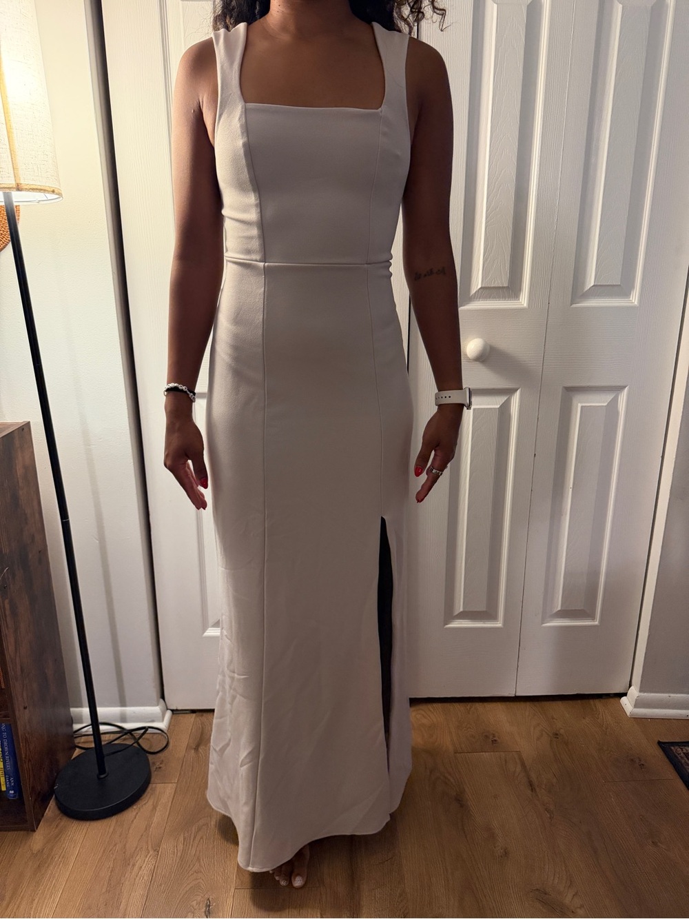 Show Me Your MuMu Cream Square-Neck Maxi Dress with Side Slit